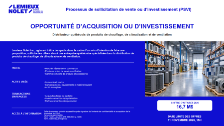 Processus de sollicitation de vente ou d’investissement (PSVI)